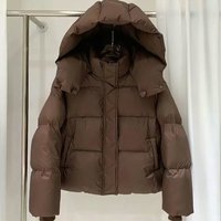 Puffer Jacket Short Quilted Down Coat Winter Loose Thick Warm Stand Collar Casual Outerwear 
