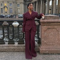 Clothing Casual Suit Elegant Chic Autumn Blazer Set – V Neck Suit Pants 