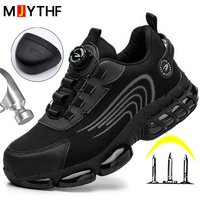 Rotating Button Safety Shoes Men Work Sneakers Indestructible Shoes Puncture-Proof Protective Shoes Work Boots Steel Toe Shoes