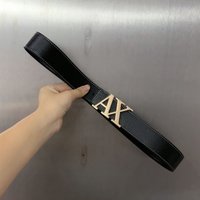 Women Fashionable Casual Lychee Pattern Simple Letter AX Buckle Male Female Belt for Men 3.8cm