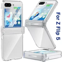 Samsung Galaxy Z Flip 6 5 4 Mobile Phone Case Hinge Protection Full Cover Hard PC Shockproof Slim Transparent