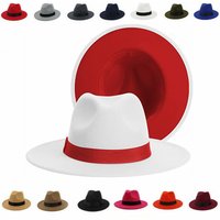 Winter Classic Patchwork Fedora Hat Wool Felt Jazz Hats Elegant Wide Brim Panama Trilby Cap