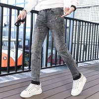 European products 2023 autumn/winter fashion trend, personalized hot diamond leg jeans, slim fit and versatile men’s