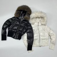 Detachable Faux Fur Hood Down Jacket For Women – 90% White Duck Feather, Slim Fit Winter Coat (Black/White, S-L)