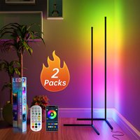 2 Pack Modern LED Corner Floor Lamp 56 Inch RGB Changing Remote App Control Music Sync Bedroom Game Room