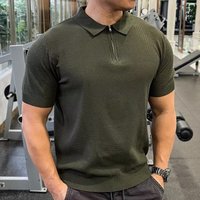 Summer Style Solid Versatile Fashion Knitted Short Sleeved Lapel Casual Thin Breathable T Shirt Business Polo Shirt