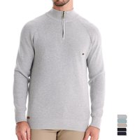Autumn Winter Semi Open Chest Sweater Long Sleeved Stand Up Collar Solid Versatile Casual Top