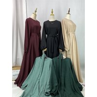 Hot Selle Simple Style Moroccan Dresses Kaftan Turkey Solid Gulf Abayas Islamic Long Dress Muslim Saudi Robe Ramadan