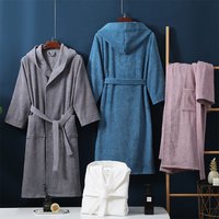 Men’s Clothing Hotel Pure Cotton Bathrobe Couple Robe Winter Thick Hooded Men And Women Towel Material Pajamas Home Clothes Absorbent Long
