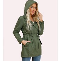  Cotton Hooded Windbreaker Jacket Oversized Casual Coat Pockets Long Sleeve Mid Length Pure Plus 