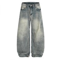 Men's Clothing New High Street Machete Pants Retro Washed Jeans Men And Women Vibe Wide Leg Pants