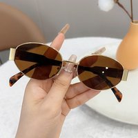 Style High End Metal Fashionable Oval Cat Eye Frame Trendy Wide Leg Sunglasses