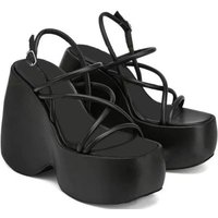 Thick-soled sandals for women 2024 summer new European and American sexy large size wedge heel open toe thick-soled sandals foreign trade wholesale