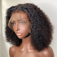women’s wig front lace small roll afro curl bob wig headgear human hair