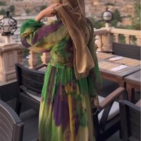 Clothing Middle East Muslim Spring Chiffon Print Fashionable Elegant Long Dress