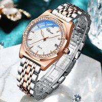 Quartz Movement Woman Watch Simple Elegant Luxury Rose Gold Steel And Leather Strap Waterproof Ladies Dress Wristwatch