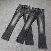 Clothing Deconstructed Grey Washed Straight Leg Jeans – Vintage Inspired Clean Fit Subtle Flare 