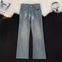 Men's Clothing Unisex autumn fashion high street casual all-match straight long pants cat whisker distressed washed jeans