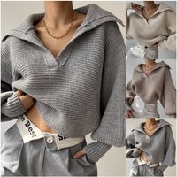 clothing knitted sweaters knitted sweaters lapel pullover tops