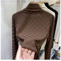 Clothing half turtleneck bottoming shirt plaid long sleeved T shirt fashionable stylish inner top