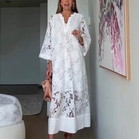 Casual Loose Elegant Lace V Neck Dress European American Style