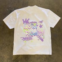 American Style Cool And Trendy Graffiti Short Sleeved T-shirt Versatile, Niche Loose Print Couple Round Neck Top