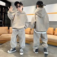 Teenage guys trendy lettered casual hooded sweatshirt sweatpants suit loose long sleeved top leggings trousers suit