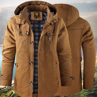 Mid Length Hooded Washed Spring Autumn Jacket Oversized Windbreaker Work Clothes
