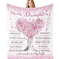 Pink Love Tree Pattern Blanket Flannel Soft Comfortable Home Blanket Cover Blanket Daughter Birthday Holiday Gift