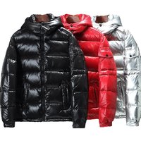 s Jackets Short Winter Hooded Thickened Warm Keeping Cold Proof Long Sleeve Cardigan Jacket Glossy Down