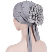 new back plate flower beading solid color large flower headscarf hat confinement hat Muslim Baotou hat