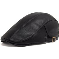 Fashionable PU leather men’s beret, British style forward hat, autumn and winter thick casual duckbill hat