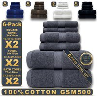 6-Piece 100% Cotton Bath Towel Set – Super Absorbent & Soft Includes Bath Towel Hand Towel & Washcloth Luxury Home & SPA Use