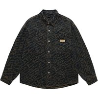 Men's Clothing high end jacquard craft denim shirt men's spring and autumn retro washed old lapel casual shirt jacket men