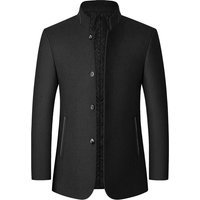 2026 High Quality Fashion Outerwear Stand Collar Pure Single Breasted Button Long Sleeve Thick Woolen Jacket M