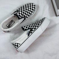Spring Thick Soled Korean S Checkerboard Canvas Shoes Slip On Lazy Ryan Vulcanized Skateboard