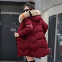 Women's Clothing Winter New Fashion Mid-length Slim Warm Jacket Cotton-padded Jackets, Large Fur Collar Cotton-padded Jackets Wholesale