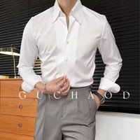 Men's Clothing Business Casual Slim Fit Long Sleeve Dress Shirt - Wrinkle-Free & Slim Fit Business Casual Shirt For Office & Daily Wear