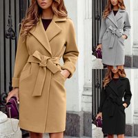 Clothing Fashion Slim Waistband Lapel Wool Coat