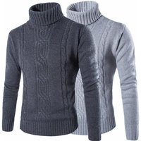 Men Winter Warm Knitted Polo Roll High Neck Pullover Jumper Tops Cal Sweater28