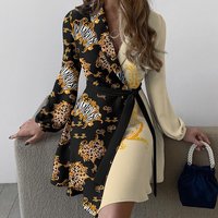 2024 Trendy Summer Style Elegance One Piece Block Lace Up Dress