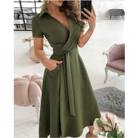 Hot Style Spring Summer Fashionable Long sleeved V neck Printed Hip hugging Dress