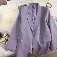 Fashion Double Breasted Loose Womens Blazer Spring Autumn Temperament Versatile Suit Coat Outerwear For Casual Daily Outfit