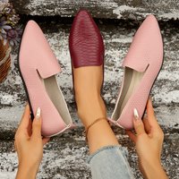 Women's Shoes Large Size Women's Casual Flat Shoes Pointed Toe Simple Snakeskin Pattern Shallow Mouth Breathable One Foot Slip On Large Size 43