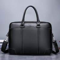 Men's Business Laptop Bag – 15-Inch Water-Resistant PU Messenger Bag With Anti-Theft Pockets | Slim Briefcase For Work & Travel (Black/Dark Brown)