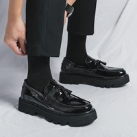 Large Formal Leather Shiny Slip On Business Casual Shoes British Korean Style Suitable Matching