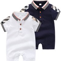 Baby’s Clothing Baby Cotton Thin Lapel Short-sleeved Flat Corner Clothing Men’s And Women’s Baby Summer Jumpsuit Newborn Crawling Suit