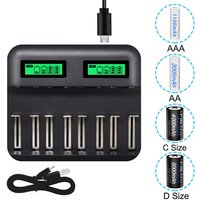 8-Slot Battery Charger USB Powered AA/AAA/C/D Rechargeable Battery Charger with LCD Display 2021 New Arrivals