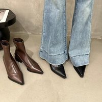 Sharp pointed short 2024 autumn winter fashion thick slim boots niche design Martin boots