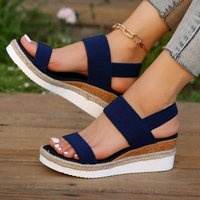 Large Slope Heel For Women's Summer 2024 New Fish Mouth Elastic Fit Thick Sole Sandals